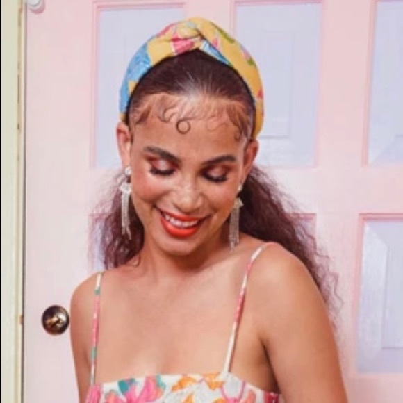 Autumn Adeigbo Yellow Brokade Knotted Headband - Picture 2 of 14